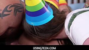 OH MY, NAUGHTY TEEN STEP SISTERS THREESOME WITH STEPDAD ON BIRTHDAY!