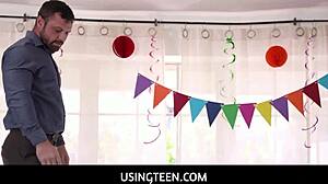 OH MY, NAUGHTY TEEN STEP SISTERS THREESOME WITH STEPDAD ON BIRTHDAY!
