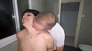 stepmom fucks stepson in bathroom and fills pussy with cum homemade
