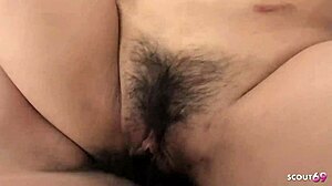 Glasses-wearing Japanese teen seduces old guy into rough POV creampie