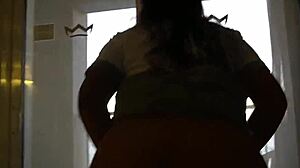 Masturbating Mexican colegiala teases with her shaved pussy and fingers herself