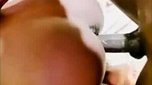 Amateur black girl takes on big black cock in homemade video